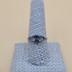 Size 8.75 Sterling Silver Colorful Triple Cubic Zirconia Band Ring A5882